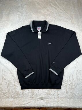 Speedo Size L NWT Black Pullover Quarter-Zip Gray Trim | Performance | Active